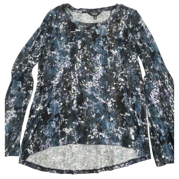 simply vera wang long sleeve shirt high low floral rayon blend sheer small READ - Picture 1 of 8